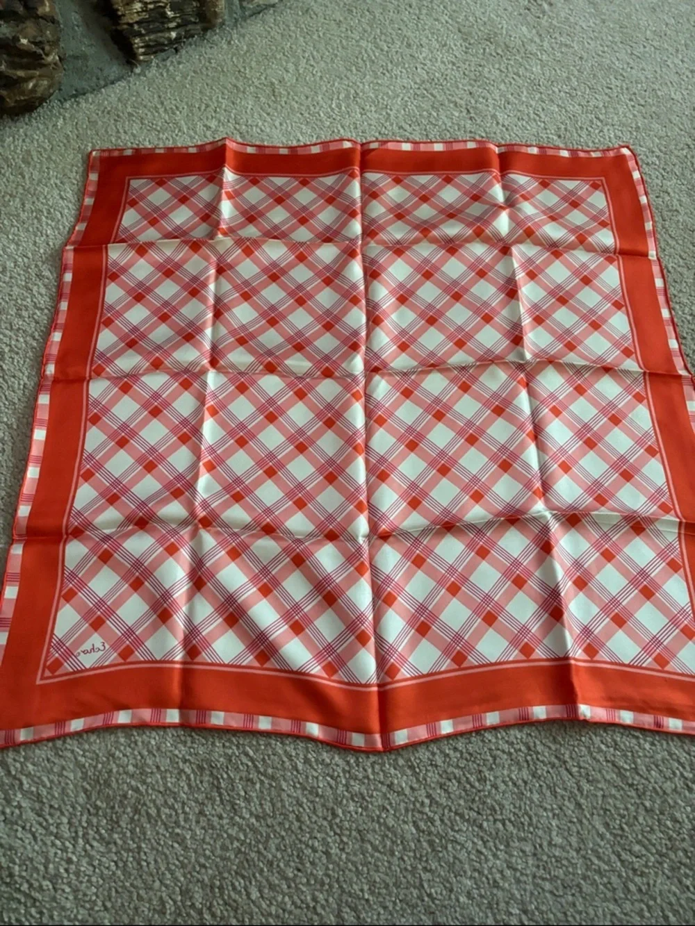 Echo Red and Pink Plaid Silk Square Scarf